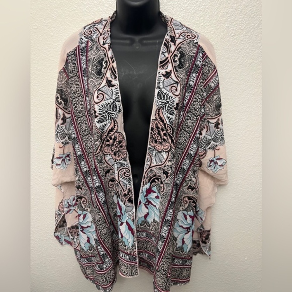Live 4 Truth Black and Red Floral Kimono/Robe/Cover Up